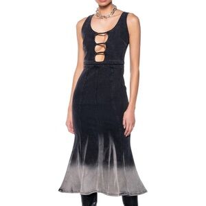 AKIRA Black and Gray Cut Out Backless Sheath Dress